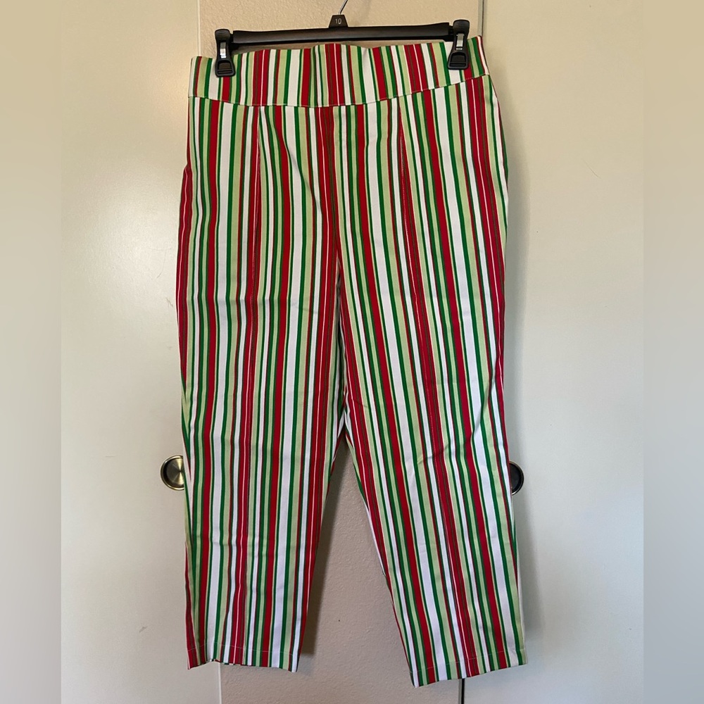 Pinup Couture Red, Green, and White Striped Capris